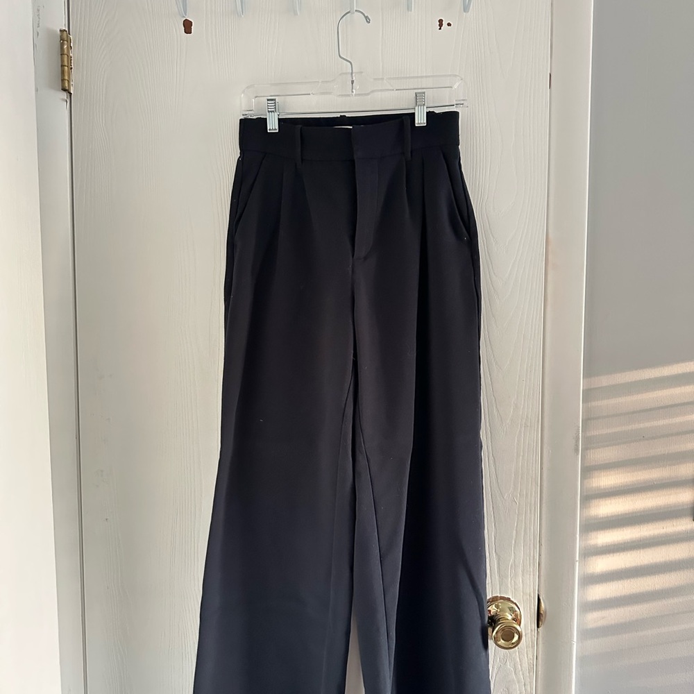Abercrombie & Fitch Black Dress Pants Wide-Leg Pleated